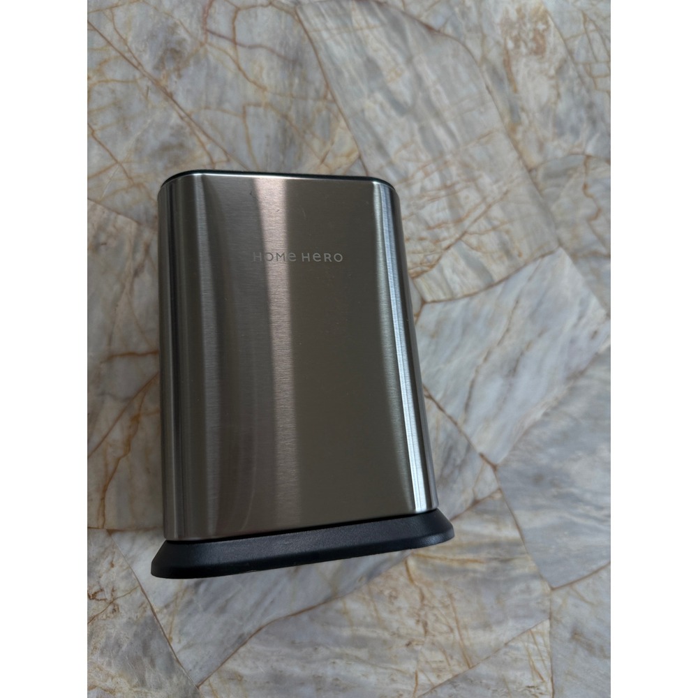 Home Hero Stainless Steel Kitchen Utensil Holder Square Brushed Silver Crock